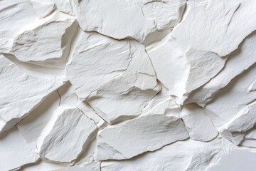 Poster - A wall made of white rocks, with some of the rocks being broken and chipped
