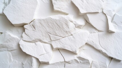 Poster - The image is of a white wall with a lot of cracks and broken pieces