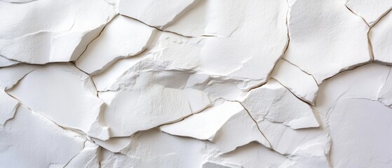 Poster - The image is a close up of a white wall with a lot of cracks and holes