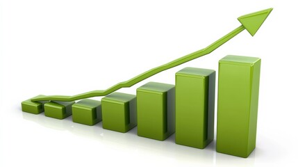 Poster - Green bar chart showing upward trend with increasing values, symbolizing growth and success