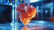 © chanchai - Heart 3D Printing Innovation: A close-up of a 3D printer creating a realistic heart, highlighting the innovative process of bioprinting and tissue engineering