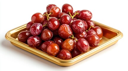 Wall Mural - Fresh Red Grapes on a Golden Tray for Healthy Snack or Dessert