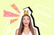 © deagreez - Creative trend collage of young charming female golden crown celebrate international woman day postcard bizarre unusual fantasy billboard