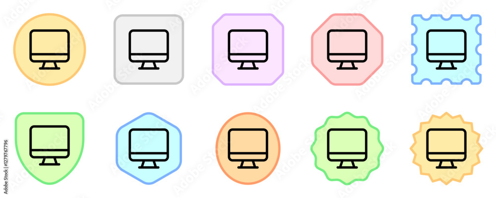 Editable vector blank desktop computer screen icon. Part of a big icon ...