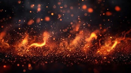 Wall Mural - Glowing Fire Embers on a Black Background