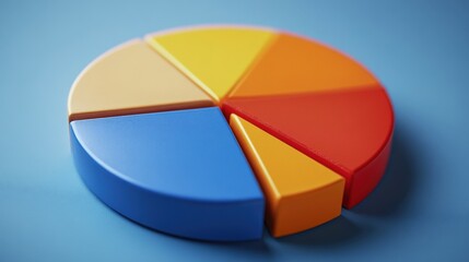 Poster - Colorful pie chart segments arranged on a blue background illustrating data representation concepts