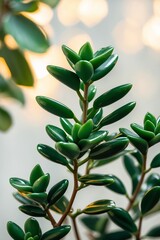 Poster - bright green succulent plant displaying glossy leaves against a soft background during daylight hour