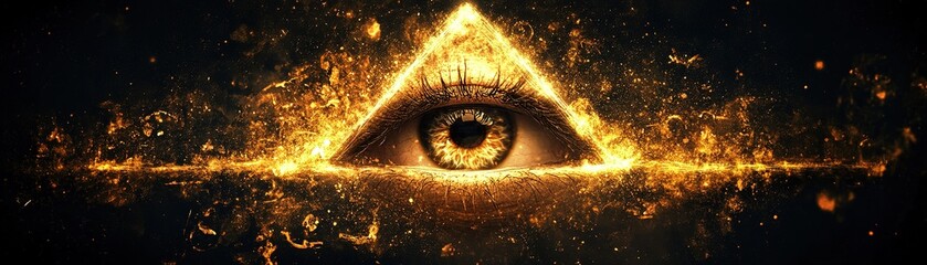 Poster - Mystical eye illuminating secrets dark realm digital art surreal environment close-up spirituality