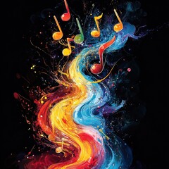 Poster - Musical vibes flowing abstract art digital canvas vibrant colors dynamic perspective sound and emotion representation