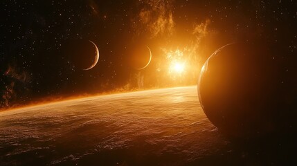 Wall Mural - celestial phenomena display outer space digital art cosmic environment wide angle stellar exploratio