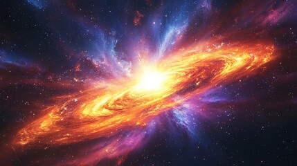 Wall Mural - stunning cosmic explosion of a galaxy outer space digital art sci-fi environment wide-angle view cel
