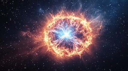 Wall Mural - supernova explosion outer space digital art cosmic environment wide angle stellar creation