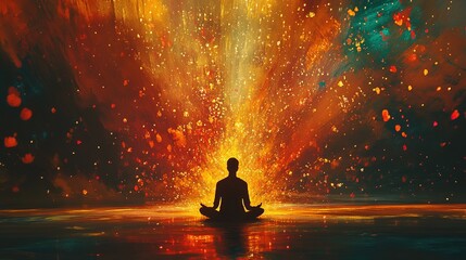 Poster - Meditative bliss spiritual awakening tranquil setting visual art vibrant colors serene viewpoint