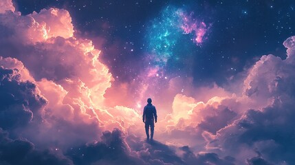 Poster - Surreal cosmic journey celestial realm digital art dreamlike environment wide viewpoint exploration concept