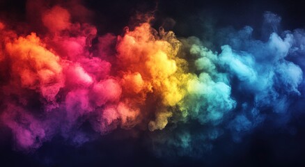 Fototapete - Colorful Smoke Clouds in a Gradient Pattern Over Dark Background for Artistic and Creative Projects