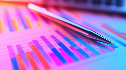 Poster - Financial Charts and Pen: Business Analysis Concept