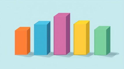 Poster - Colorful 3D Bar Chart: Data Visualization with Pastel Colors