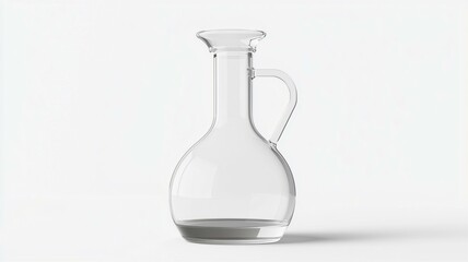 Wall Mural - Ultra-realistic image of a transparent glass olive oil bottle with a pour spout, isolated on a white background
