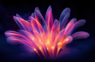 Poster - Vibrant Abstract Composition of Colorful Light Streaks and Pulsating Flows on Dark Background Creating Ethereal Visual Effects and Dynamic Patterns
