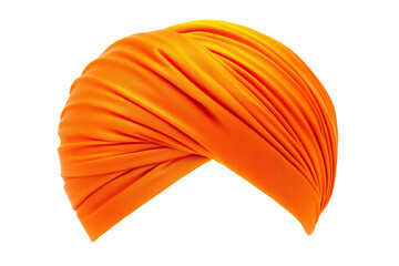 Wall Mural - large orange scarf is draped over a person's head, isolated