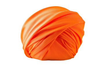 Wall Mural - large orange scarf is folded into a turban, isolated