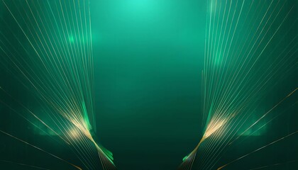 Poster - A vibrant, abstract design featuring green light rays emanating from a dark background, creating a futuristic and dynamic atmosphere.