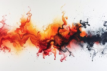 Poster - A dynamic composition features bold colors blending seamlessly creating an illusion of swirling smoke. The artwork showcases energetic reds and blacks captivating the eye.