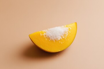 Wall Mural - Single slice of mango covered with granulated white sugar