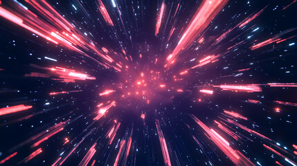 Poster - Abstract cosmic background with glowing streaks of light radiating outwards, creating a sense of speed and movement through space.