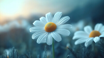 Wall Mural - fresh chamomile flowers growing in a vibrant green field, perfect for herbal teas and relaxation