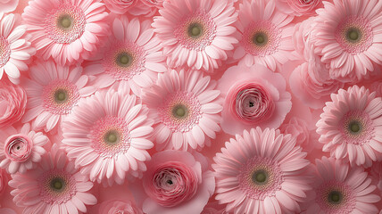 Wall Mural - Soft pastel pink flowers creating a serene and elegant backdrop for special occasions