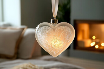 Sticker -  etched glass heart ornament