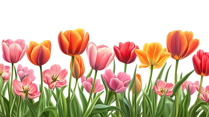 Wall Mural - Soft pastel spring flowers in a seamless border, capturing the essence of the season