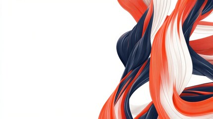 Aufkleber - Abstract flowing ribbons in red, white, and blue on a clean white background, ideal for modern design