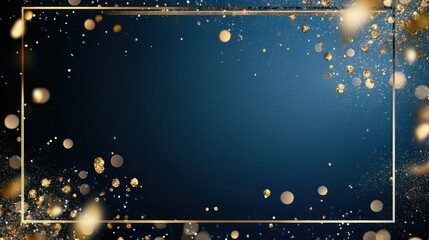 Poster - a luxurious dark blue frame, sparkling glitter, golden confetti, and elegant light art for wedding i