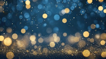Poster - a magical night scene featuring gold sparkles, glittering navy hues, and soft glowing bokeh for a we