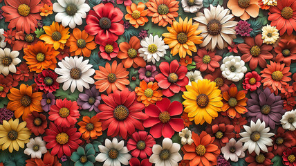 Wall Mural - Beautifully Crafted Flower Wall with Vibrant Chrysanthemum Flowers for Wedding Decoration