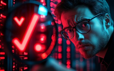 Poster - IT professional analyzing computer network failure