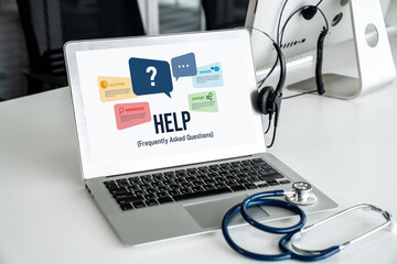Poster - help screen on the website provide answer to faq frequently asked question snugly with knowledge inf