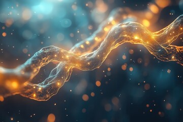 Poster - Abstract glowing particles form a wave. Ideal for tech, science, or energy concepts.