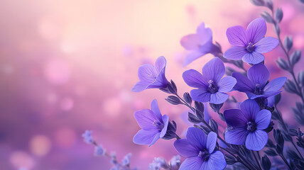 Wall Mural - elegant purple flowers on an abstract spring background with a delicate artistic touch