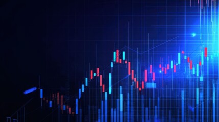 Poster - A high-tech business banner with a jagged stock market graph, minimalistic design, and copy space for financial reports.