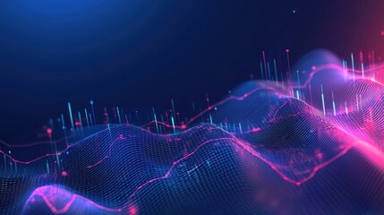 Poster - A high-tech business banner with a jagged stock market graph, minimalistic design, and copy space for financial reports.