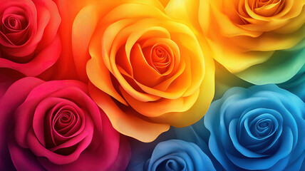 Wall Mural - A vibrant background of colorful roses in full bloom, adding warmth and beauty