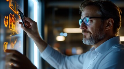 analyzing complex data visualization on interactive screen display