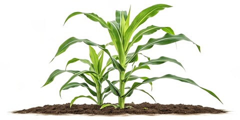 Poster - A plant with green leaves is growing in the dirt