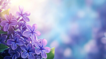 Wall Mural - Vibrant lilac spring flowers in full bloom, creating a soft violet art design background