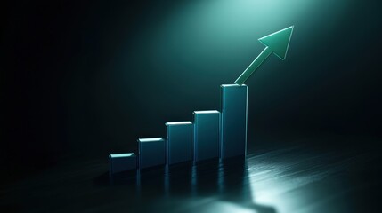 Poster - A stylized representation of a rising bar graph with an upward arrow, symbolizing growth