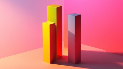 Poster - Abstract geometric shapes in vibrant colors create a modern art display on a gradient background