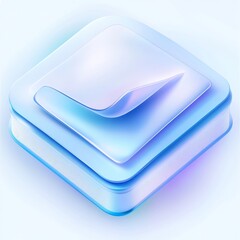 Aufkleber - Abstract Stacked Squares with Subtle Light and Shadow: Minimalist Design in Blue and White Tones